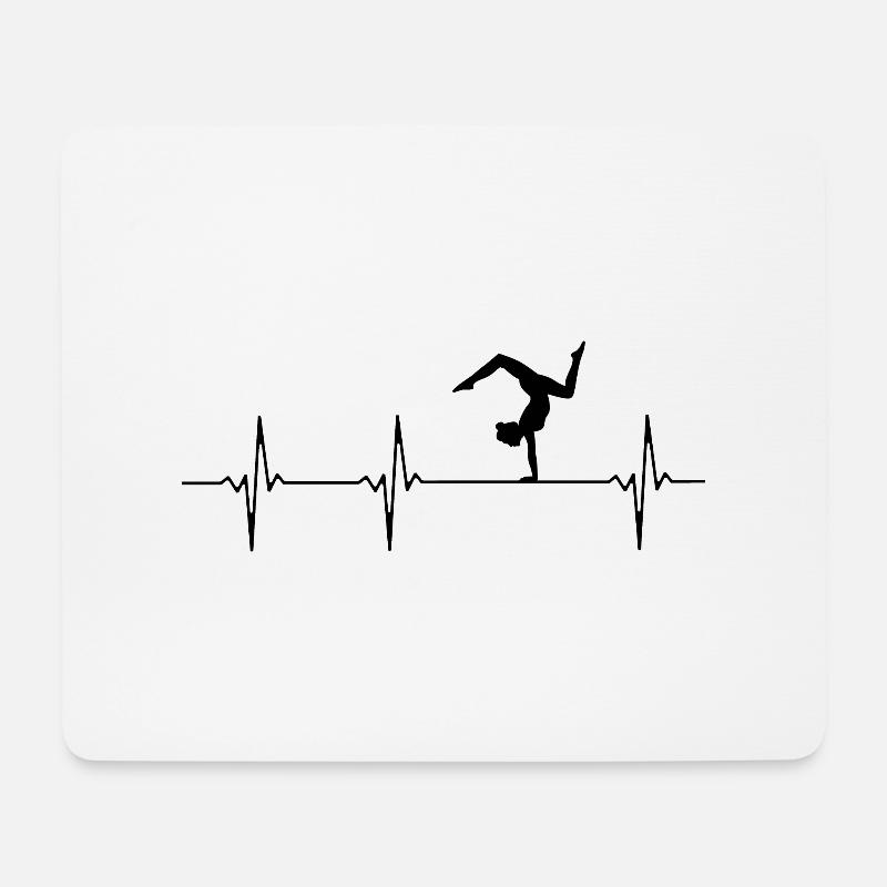 Herzschlag Akrobatik Yoga Heartbeat rhythmische - Mousepad (Querformat) - Weiß