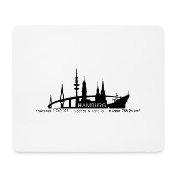 Hamburg Skyline - Mousepad (Querformat) - Weiß - Vorne