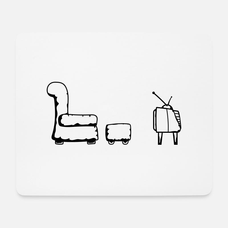 wohnzimmer fernseher moebel tv schauen gucken unte - Mousepad (Querformat) - Weiß