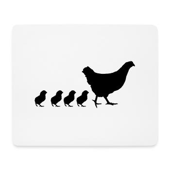 Mama Henne mit 4 süßen Küken - Mousepad (Querformat) - Weiß - Vorne