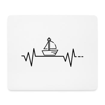 Herzschlag Segeln Segelboot Schiff Meer Boot Segel - Mousepad (Querformat) - Weiß - Vorne