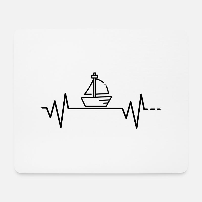 Herzschlag Segeln Segelboot Schiff Meer Boot Segel - Mousepad (Querformat) - Weiß