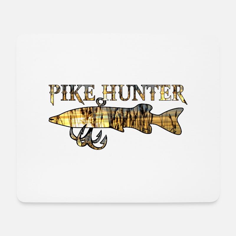 Pike Hunter angeln Angler Hecht Zander Barsch - Mousepad (Querformat) - Weiß