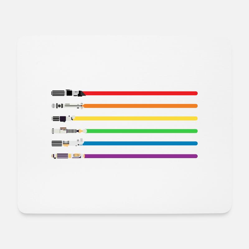 Rainbowlightsabers - Mousepad (Querformat) - Weiß