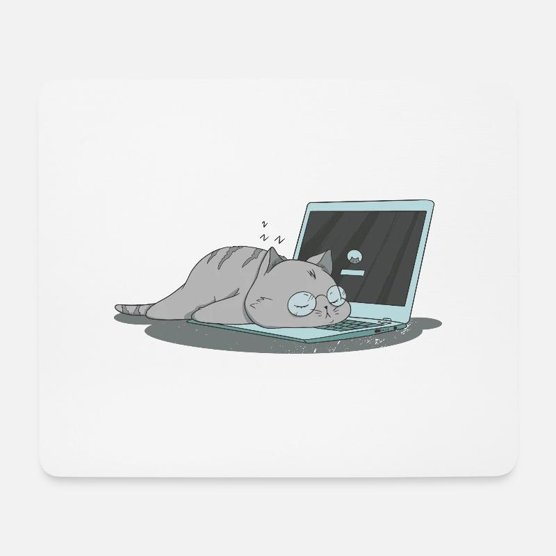 Sleeping cat home office - Mouse Pad (horizontal) - white