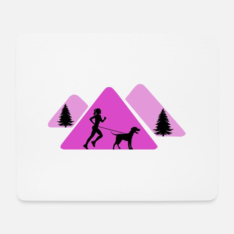 canicross laufen mit hund zughund hundetrainer - Mousepad (Querformat) - Weiß