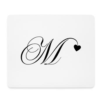 Lettre m calligraphie cœur - Tapis de souris (format paysage) - blanc - Devant