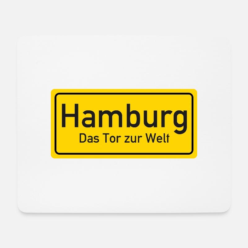 Hamburger Ortsschild Deutschland - Mousepad (Querformat) - Weiß