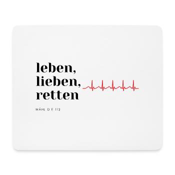 leben, lieben, retten mit EKG Linie - Mousepad (Querformat) - Weiß - Vorne