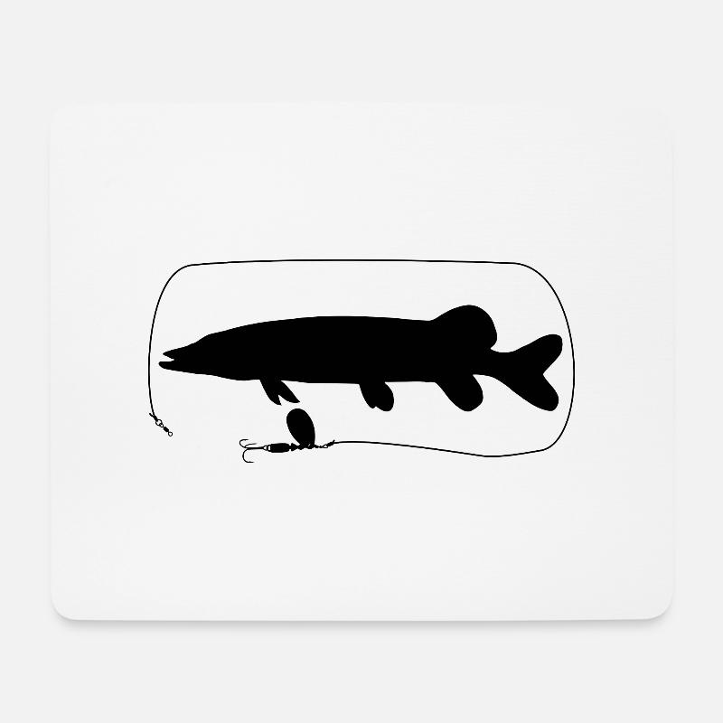 Brochet avec spinner - Tapis de souris (format paysage) - blanc