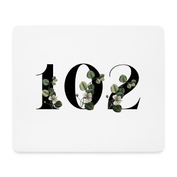 Numéro 102 floral vert - 102e anniversaire floral - Tapis de souris (format paysage) - blanc - Devant
