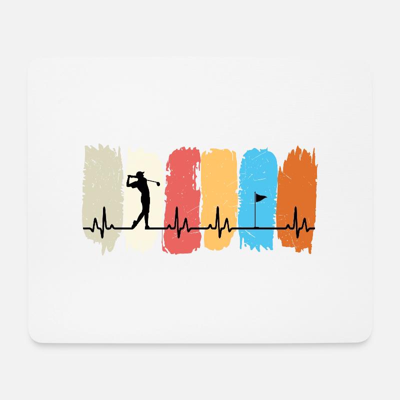 Golf-Herzschlag - Mousepad (Querformat) - Weiß