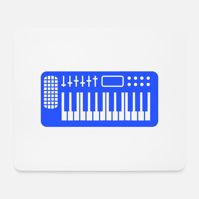 Synthesizer Keyboard Laute Techno DJ Musik Party - Mousepad (Querformat) - Weiß