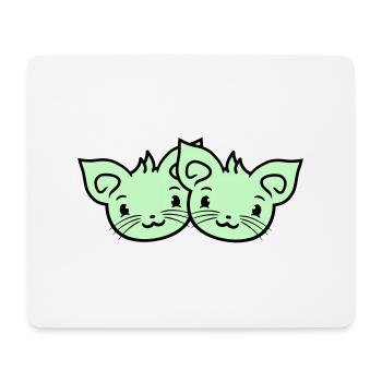 Deux chats heureux 2 amis Couple Équipe Couple - Tapis de souris (format paysage) - blanc - Devant