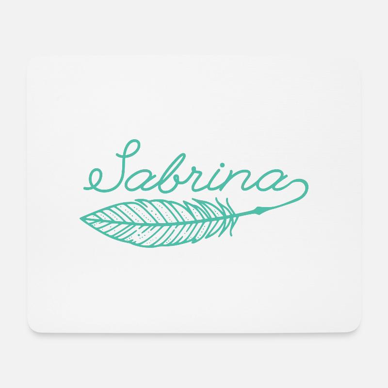 Sabrina Name Federschrift - Mousepad (Querformat) - Weiß