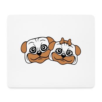 2 Dogs Pug Man Woman Couple Two In Love Love - Mouse Pad (horizontal) - white - Front