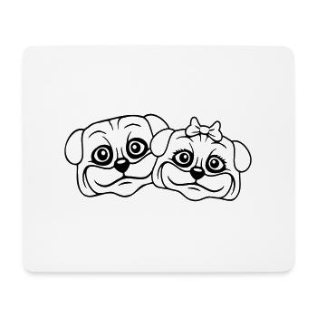 2 chiens Carlin Homme Femme Couple Deux Amoureux Amour - Tapis de souris (format paysage) - blanc - Devant