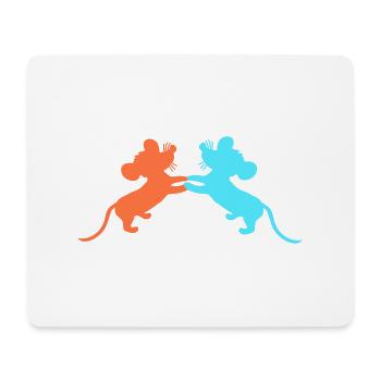 2 Mice Dance Hands Holding Couple Team Friends Love - Mouse Pad (horizontal) - white - Front