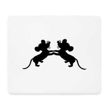 2 Mice Dance Hands Holding Couple Team Friends Love - Mouse Pad (horizontal) - white - Front