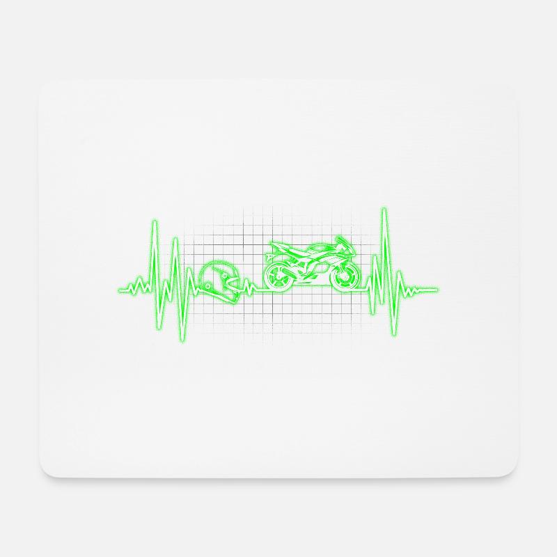Herzschlag Motorrad - Mousepad (Querformat) - Weiß