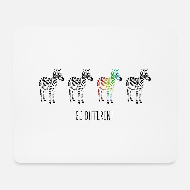 Zebra Regenbogen be different - Mousepad (Querformat) - Weiß