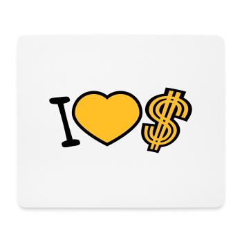 coeur dollar j'aime amour symbole signe argent riche - Tapis de souris (format paysage) - blanc - Devant