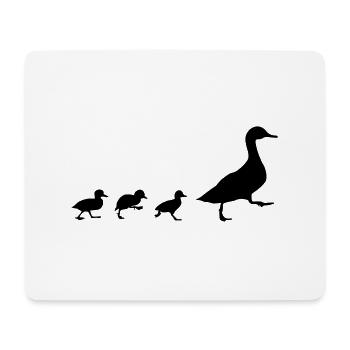 Enten, Ente mit 3 Küken (super günstig!) - Mousepad (Querformat) - Weiß - Vorne