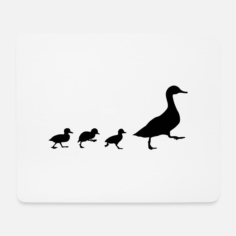 Enten, Ente mit 3 Küken (super günstig!) - Mousepad (Querformat) - Weiß