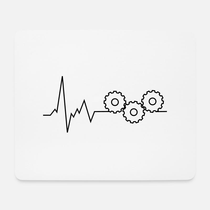 herzschlag zahnräder - Mousepad (Querformat) - Weiß