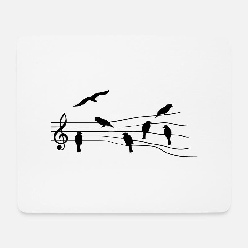 Birds, Musical sheet music notes. Music. - Mouse Pad (horizontal) - white