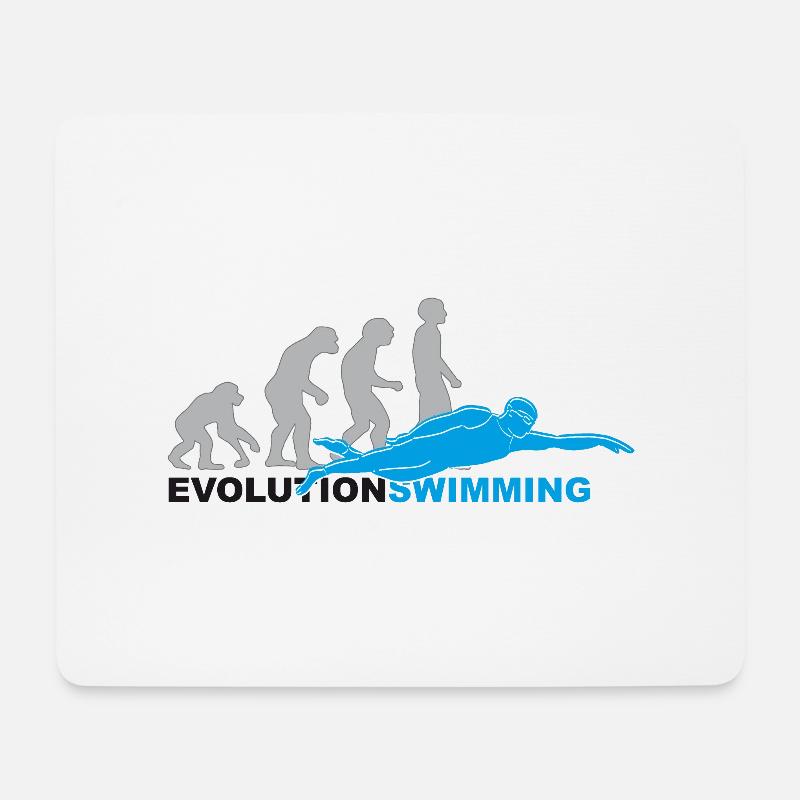 evolution swimming, swim, schwimmen, Schwimmer - Mousepad (Querformat) - Weiß