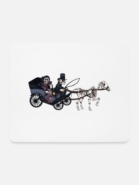 Skelett Pferd und Kutsche - Mousepad (Querformat) - Weiß