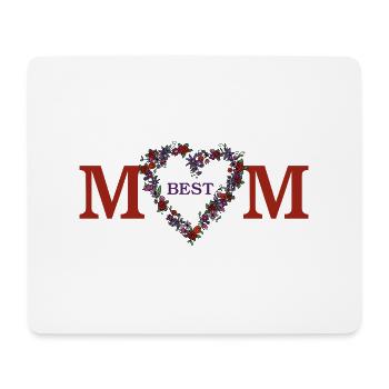 Font "Best Mom" with illustrated floral heart - Mouse Pad (horizontal) - white - Front