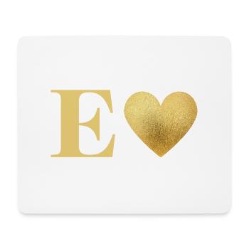 Buchstabe e goldenes Herz - Mousepad (Querformat) - Weiß - Vorne