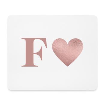 Letter f heart rose gold - Mouse Pad (horizontal) - white - Front