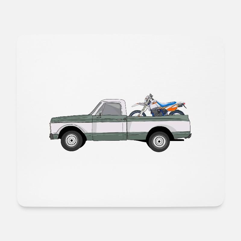 Pick Up Truck with Enduro - Mousepad (Querformat) - Weiß
