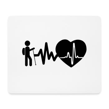 Wandern ist Leben Herzschlag für Wanderer - Mousepad (Querformat) - Weiß - Vorne