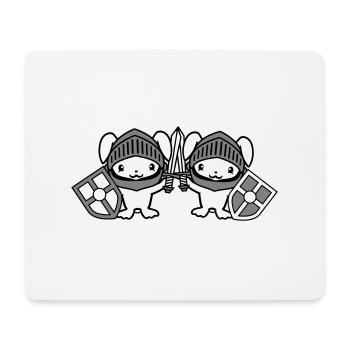 2 lapins chevalier épée bouclier armure casque château - Tapis de souris (format paysage) - blanc - Devant