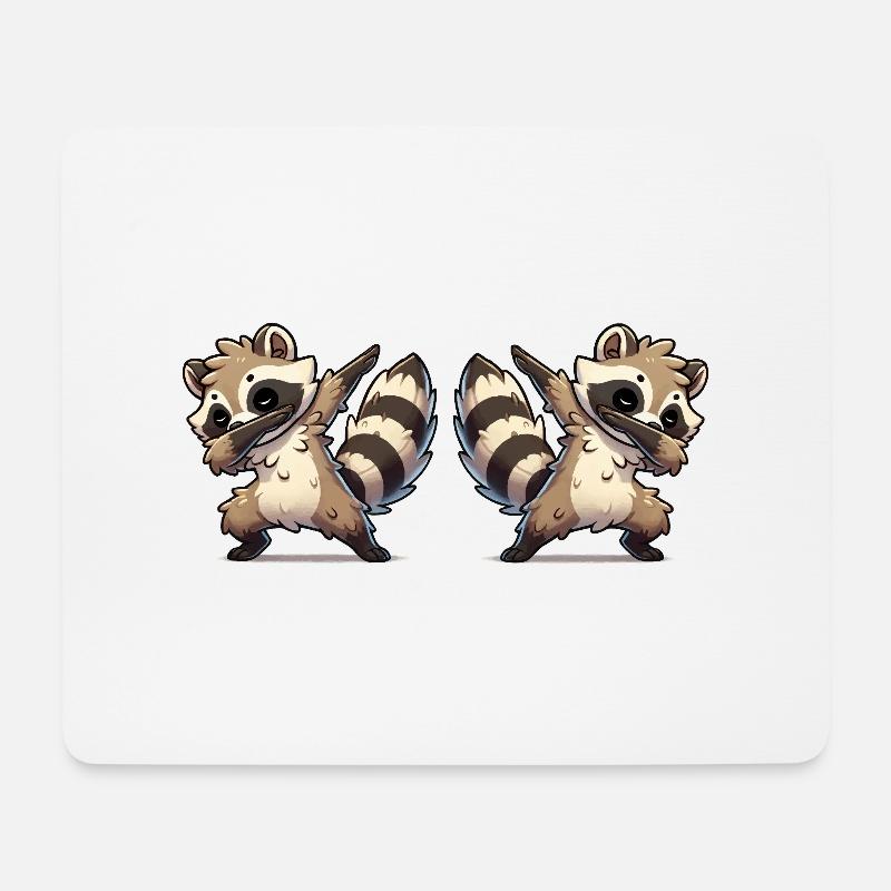 waschbär dabbing - Mousepad (Querformat) - Weiß