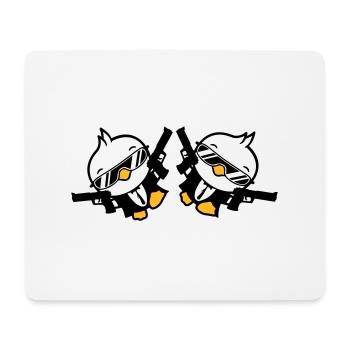 Vögel 2 Waffen Pistolen Agent Sonnenbrille Cool - Mousepad (Querformat) - Weiß - Vorne