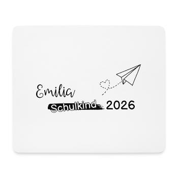 "Schulkind 2026" mit dem Namen des Schulkindes - Mousepad (Querformat) - Weiß - Vorne