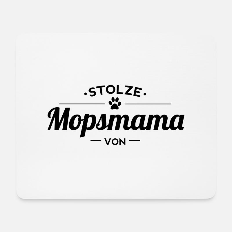 Mopsmama Wunschname - Mousepad (Querformat) - Weiß