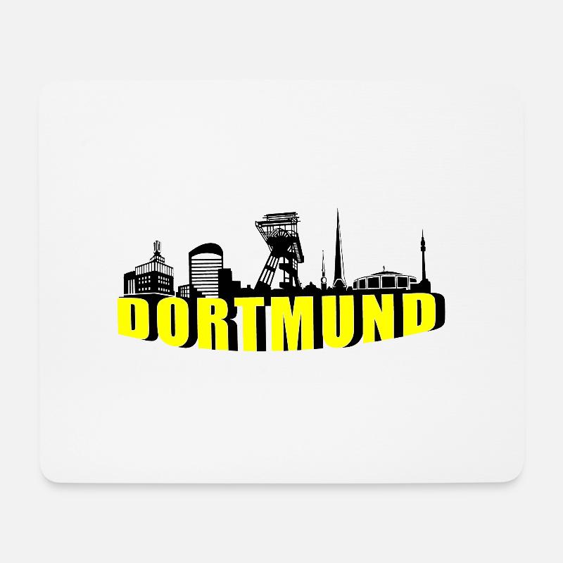 Dortmund Skyline in Schwarz Gelb 2 - Mousepad (Querformat) - Weiß