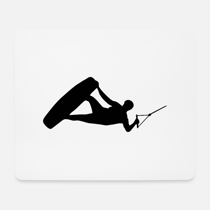 Wakeboarder Silhouette Sprung Trick Hantel Motiv - Mousepad (Querformat) - Weiß