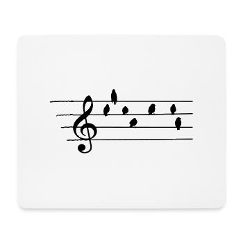 Music - Treble Clef - birds as notes - Mouse Pad (horizontal) - white - Front