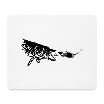 hecht_biss - Mousepad (Querformat) - Weiß - Vorne
