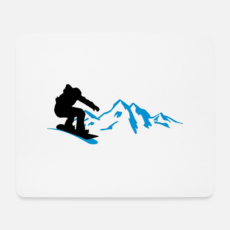 Snowboarder Berge - Mousepad (Querformat) - Weiß