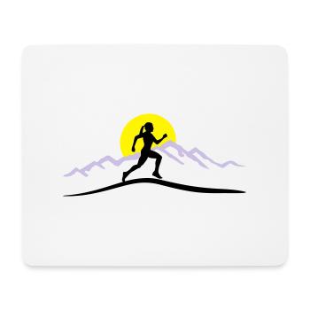 Running Woman, Runner & Mountains & Sun - Mouse Pad (horizontal) - white - Front