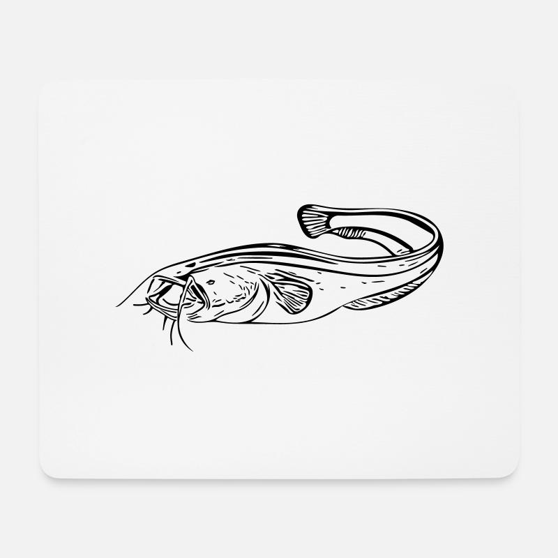 Wels - Angler - Mousepad (Querformat) - Weiß