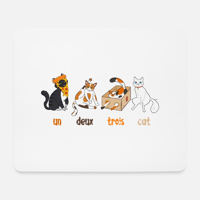 Un Deux Trois Cat - Mousepad (Querformat) - Weiß